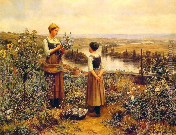 Picking Flowers painting - Daniel Ridgway Knight Picking Flowers art painting